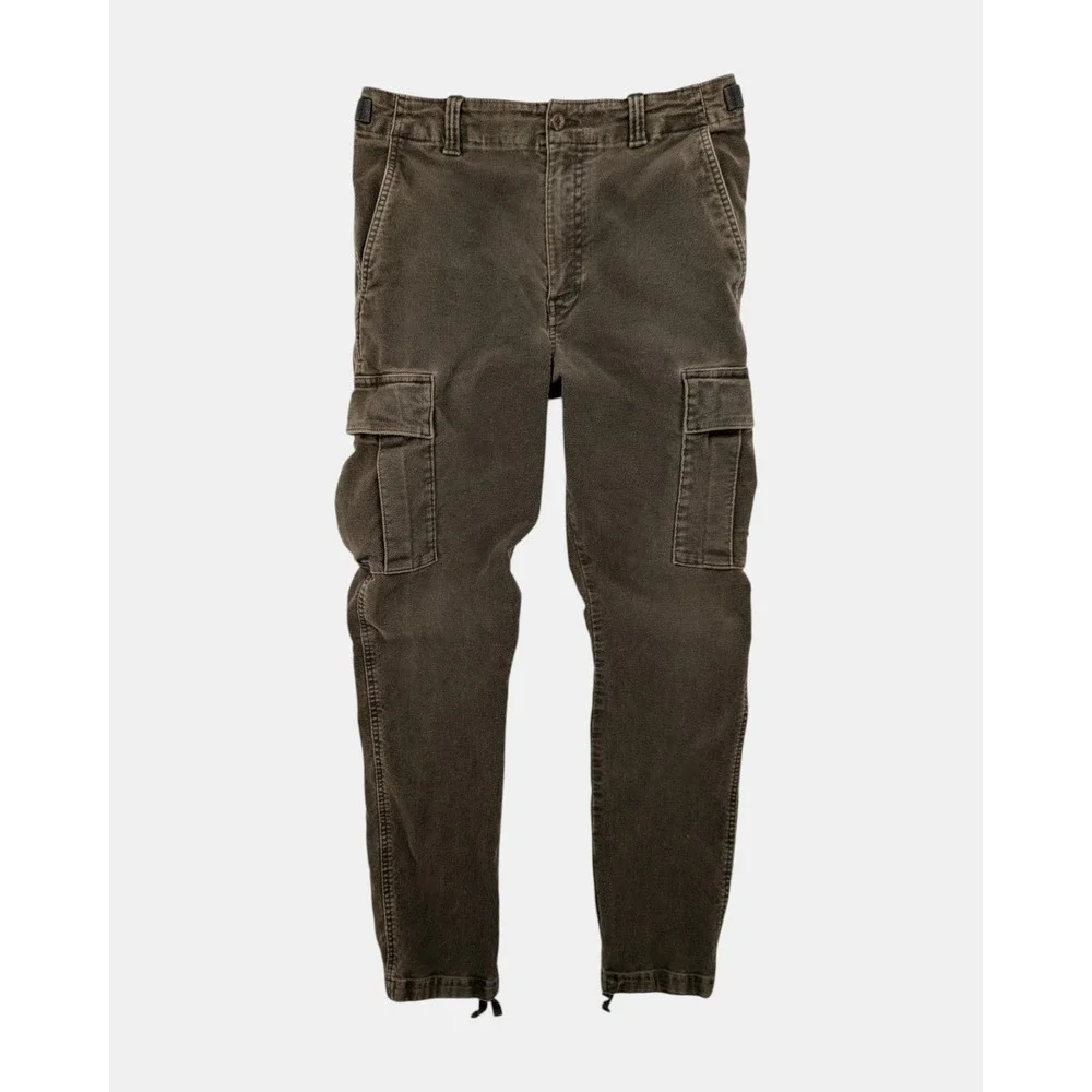 Banana Republic Traveler Cargo Pants 32L Brown Suede Feel Adjustable Utility